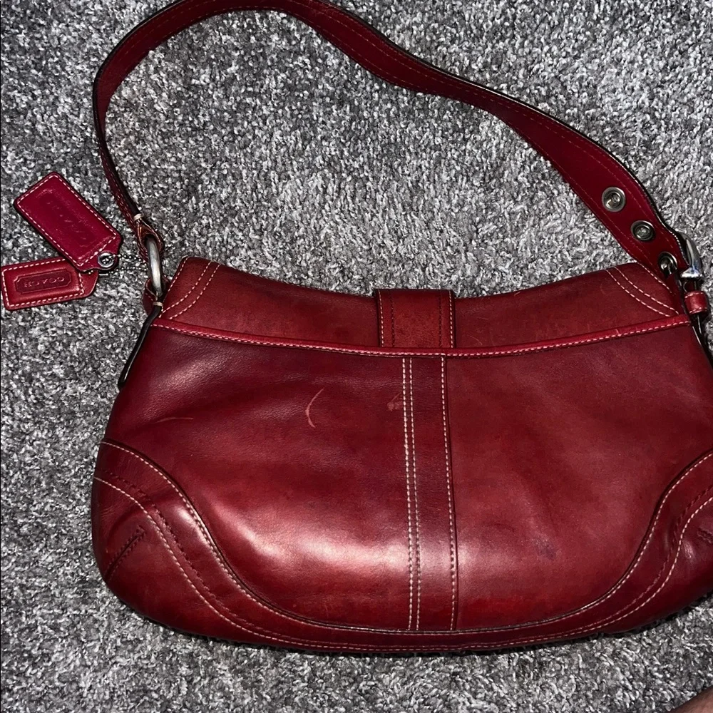 🍒 Rare Vintage Red Coach Soho with Buckle - Picture 7 of 11